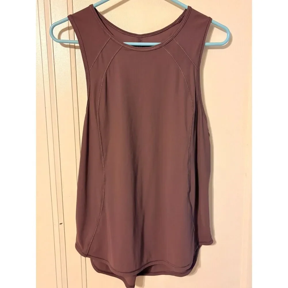 Sporty, athletic Lululemon plum purple workout tank with keyhole back